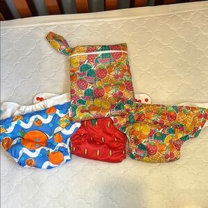 Vibrant Red and Orange Diaper Covers Waterproof Accessories